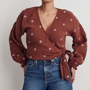 Madewell Women's Burgundy Wrap Top